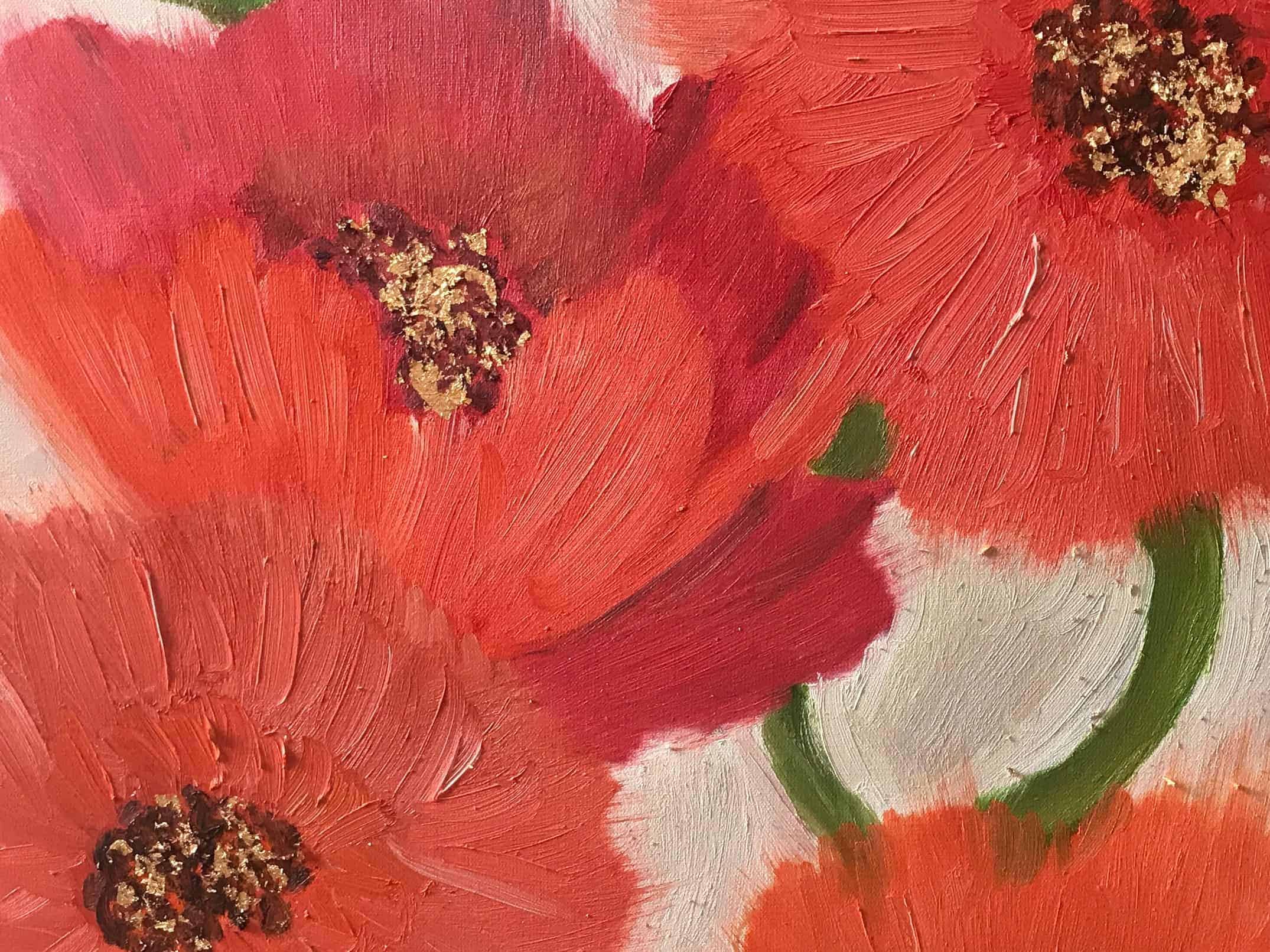 Red Flower, Oil On Canvas, Anita Louise Art