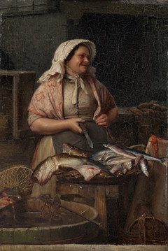 Carl Bloch (1834-1890), A Wife Selling Fish, (En kone, der saelger fisk, )1875