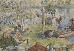 Crayfishing, From a Home Watercolor Series, by Carl Larsson