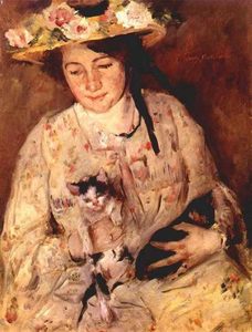 Young Woman With Cats (untitled) by  Lovis Corinth