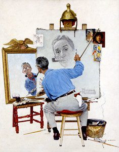 Triple Self Portrait, by Norman Rockwell, 1960