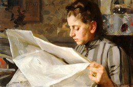 Emma Zorn Reading, by Anders Zorn 1887