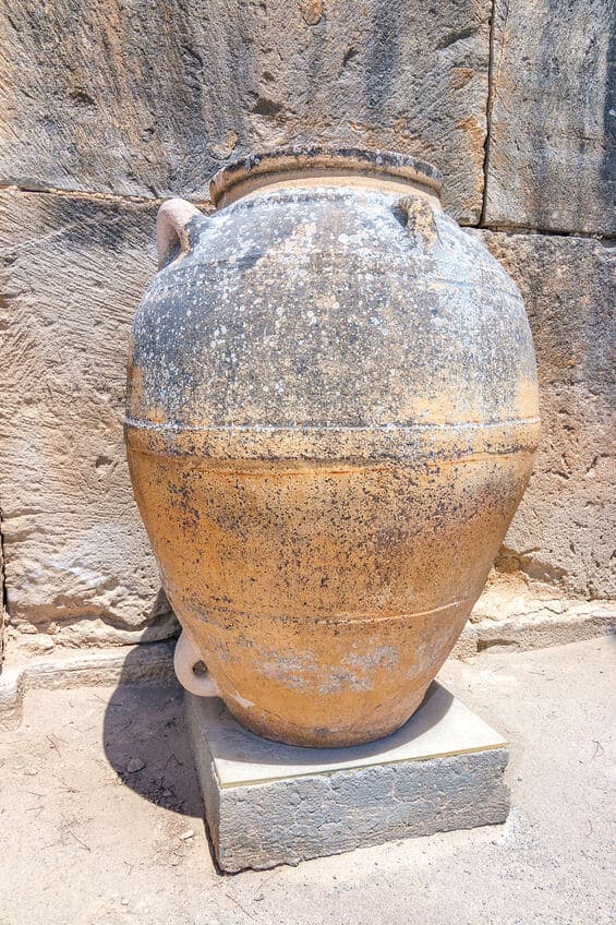Pithoi, storage jars at The Minoan Palace of Phaistos on Crete, Greece, Europe