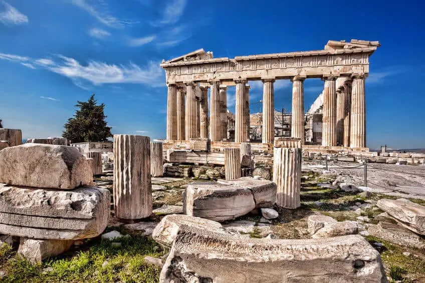 Famous Parthenon temple on the Acropolis in Athens Greece