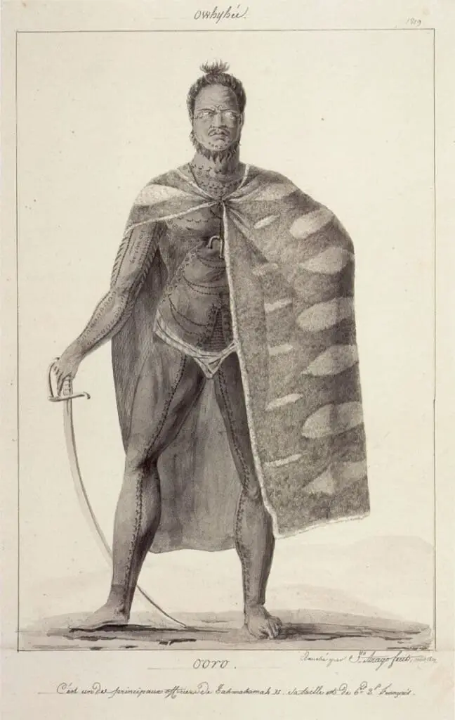 Ooro_One_of_the_Principal_Officers_of_Kamehameha_II_pen_and_ink_wash_over_graphite_by_Jacques_Arago_1819_Honolulu_Academy_of_Arts.jpg