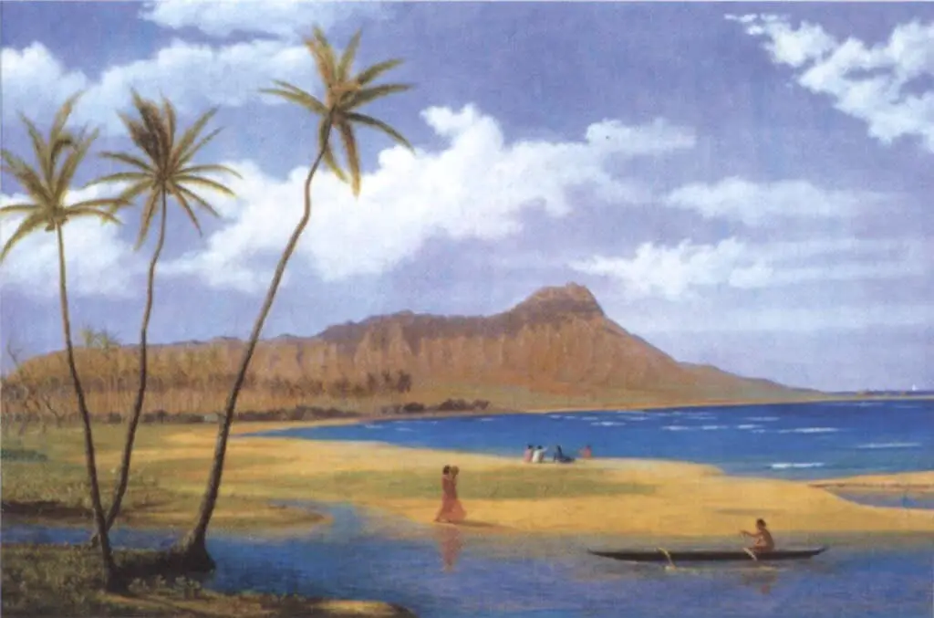 Diamond Head from Waikiki', oil on canvas painting by Enoch Wood Perry, Jr., c. 1865