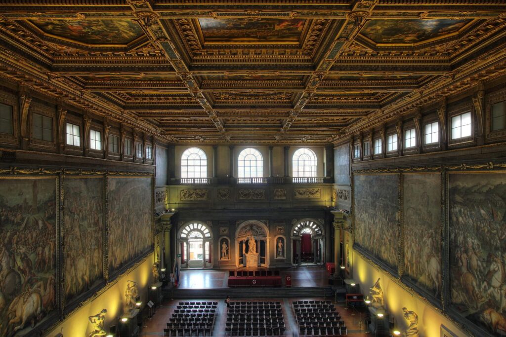 The Salone dei Cinquecento, in the Palazzo Vecchio, in Florence.
