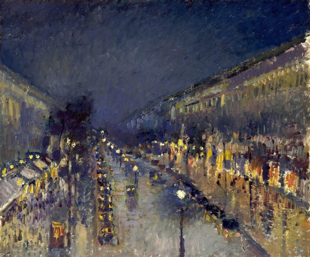 The Boulevard Montmartre at Night, 1897 Painting by Camille Pissarro