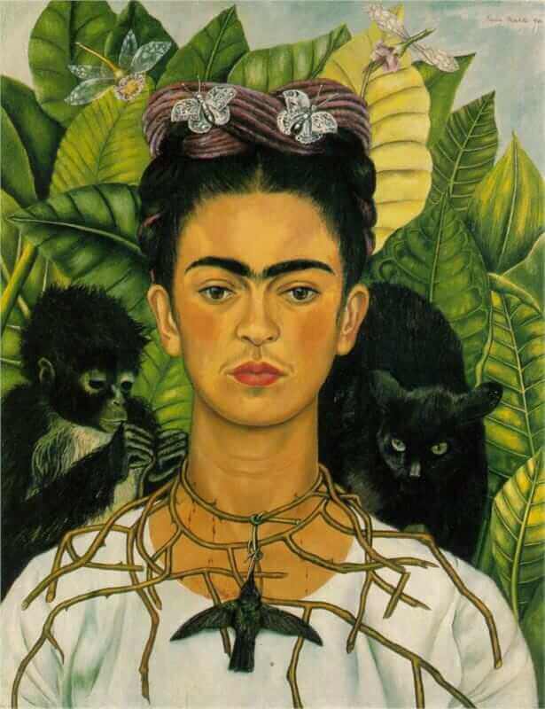 Self-Portrait with Thorn Necklace And Hummingbird, 1940 By Frida Kahlo