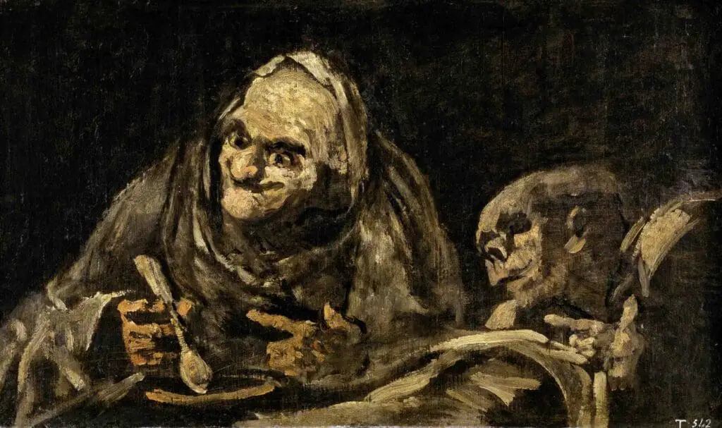 Two Old Ones Eating Soup, 1819 - 1823, By Francisco Goya 