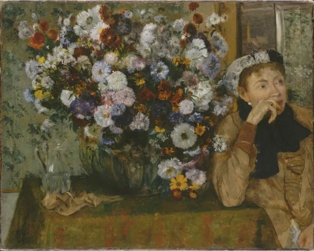 Woman With Chrysanthemums By Edgar Degas