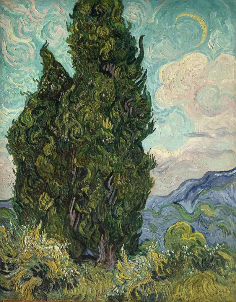 Cypresses At Saint-Rémy (1889) By Vincent Van Gogh