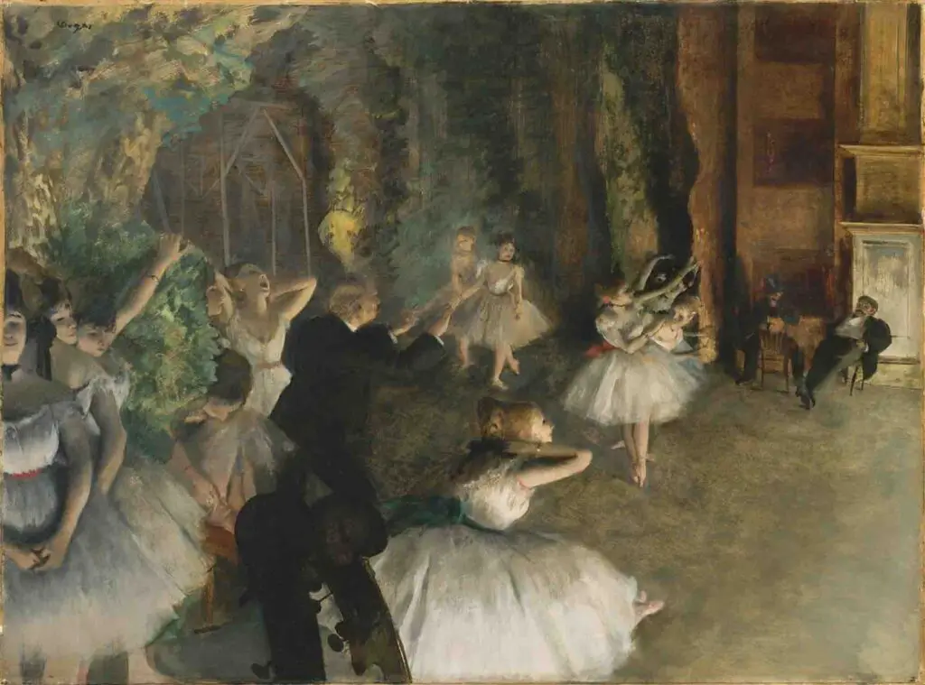The Rehearsal of the Ballet Onstage (1874) By Edgar Degas