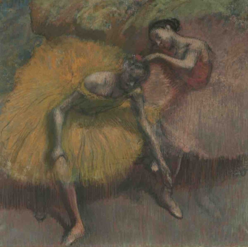 Two Dancers in Yellow and Pink (circa 1890) By Edgar Degas