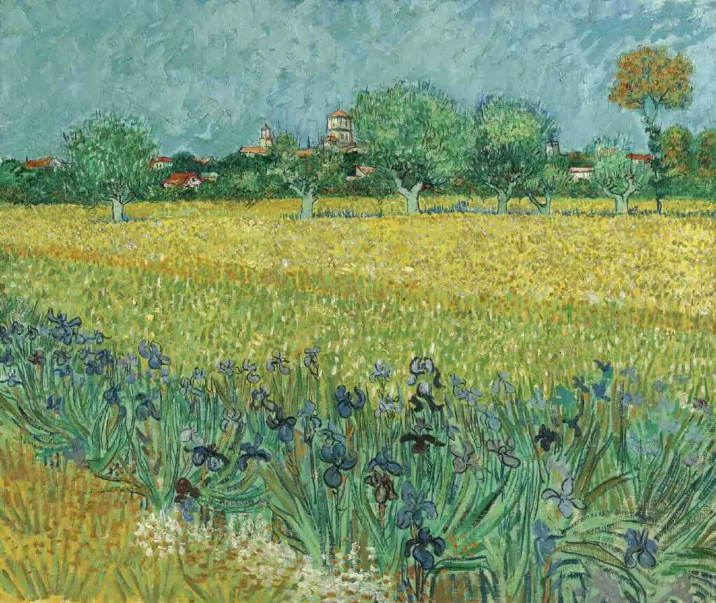 Field with Irises near Arles (1888) By Vincent van Gogh