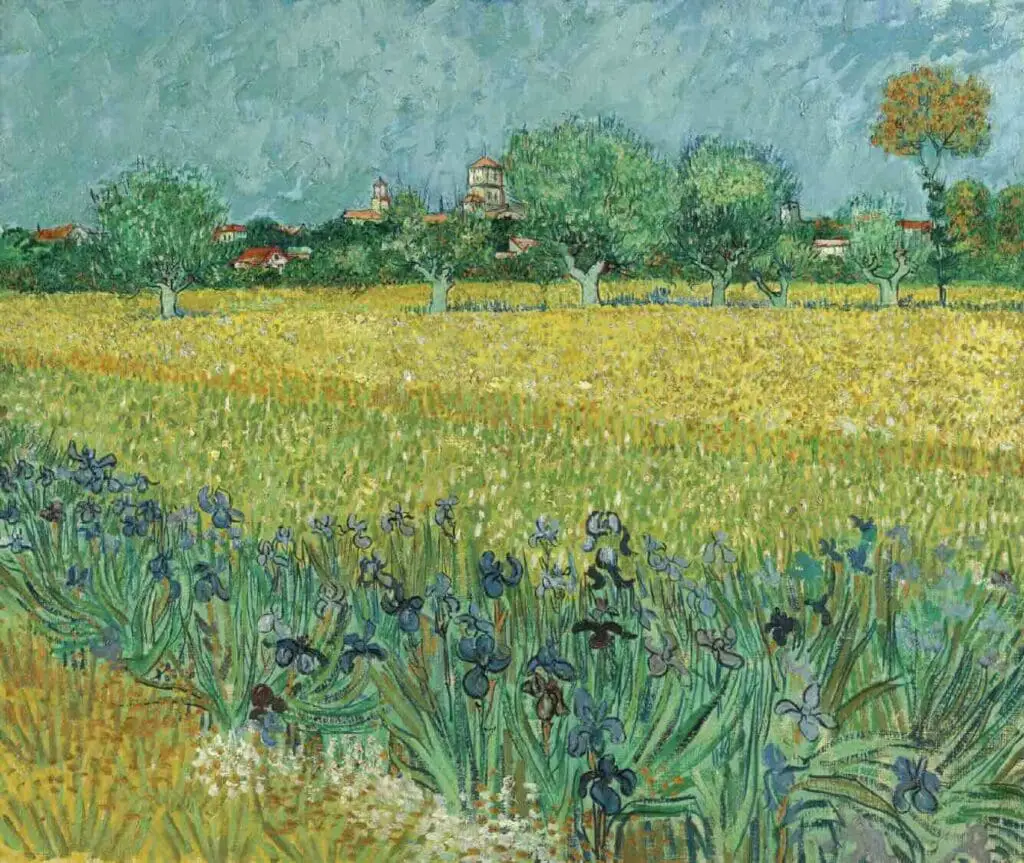 Field with Irises near Arles (1888) By Vincent van Gogh