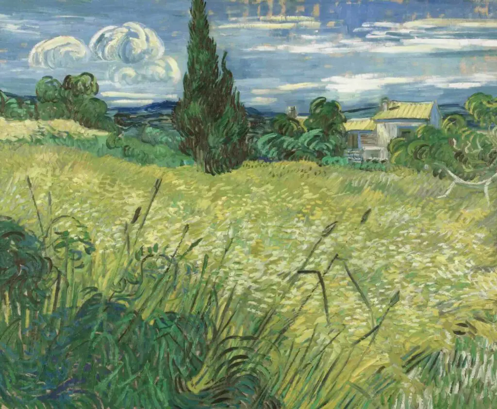 Green Wheat Field with Cypress (1889) By Vincent Van Gogh
