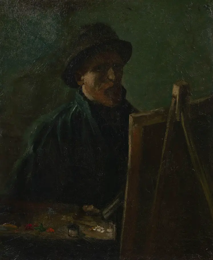 Self-Portrait with Dark Felt Hat at the Easel (1886) By Vincent Van Gogh
