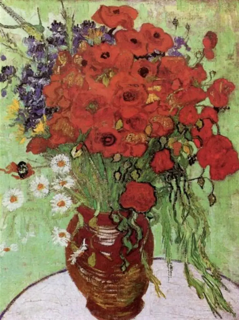 Still Life- Red Poppies and Daisies (1890) By Vincent van Gogh