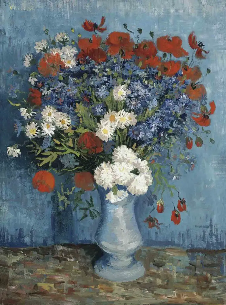 Vase with Cornflowers and Poppies (1887) By Vincent van Gogh