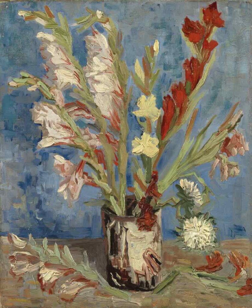 Vase with Gladioli and Chinese Asters (1886) By Vincent van Gogh
