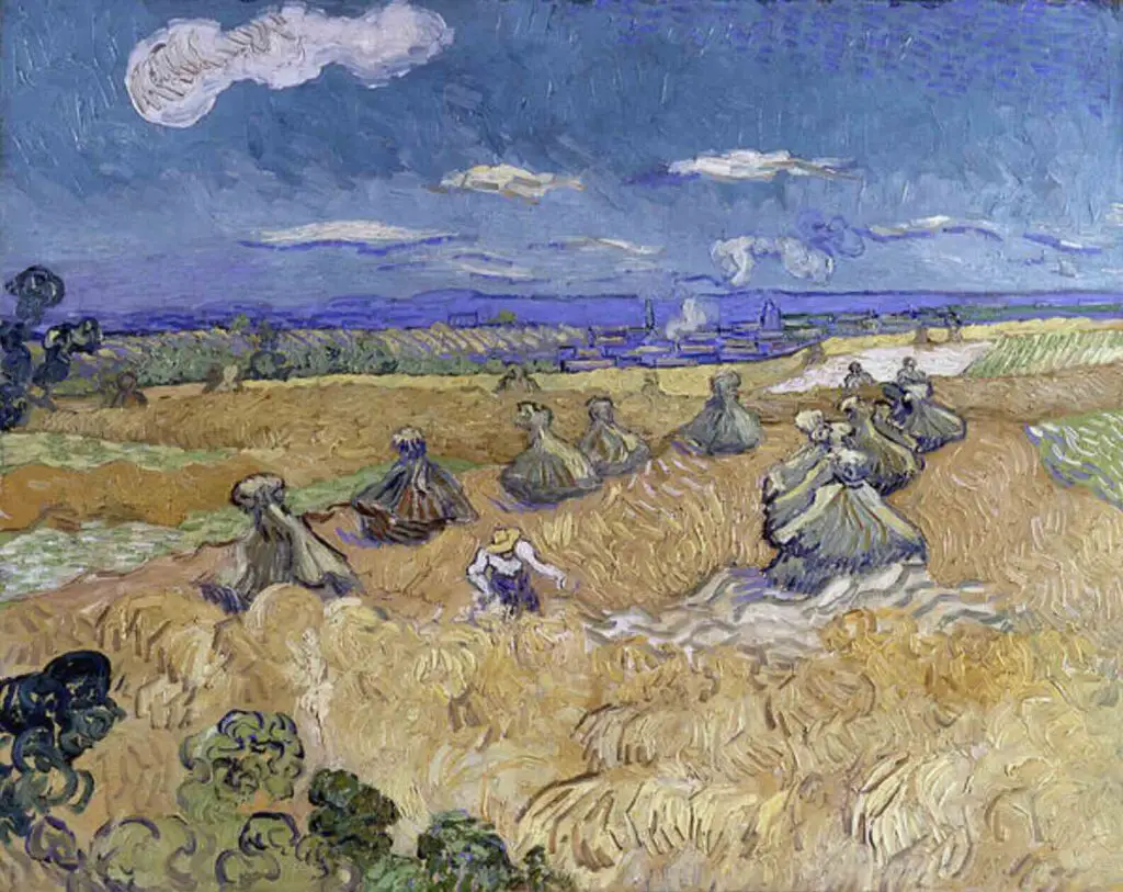 Wheat Stacks with Reaper (1888) By Vincent Van Gogh