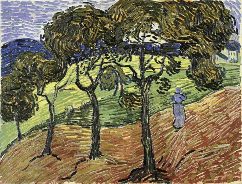 Woman Walking Under the Trees (L'Oliver) (1889) By Vincent Van Gogh