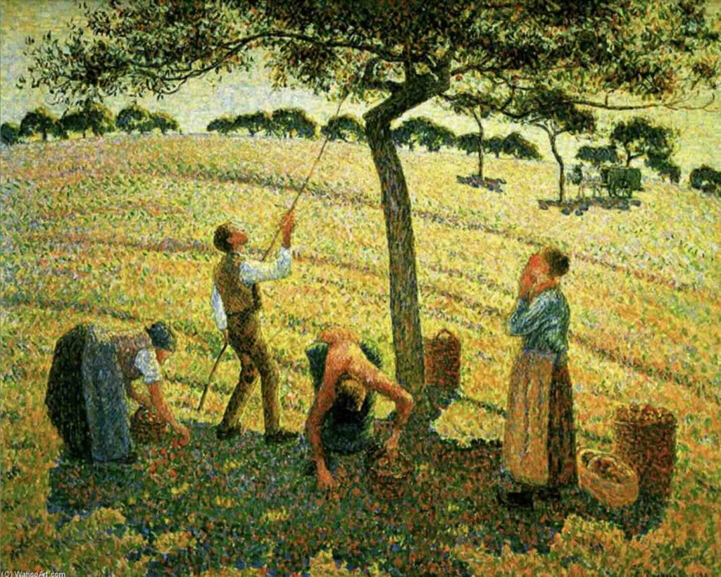 Apple Picking at Éragny-sur-Epte (1888) by Camille Pissarro