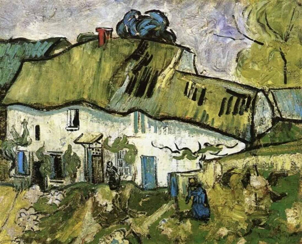 Farmhouse with Two Figures (1890) by Vincent van Gogh