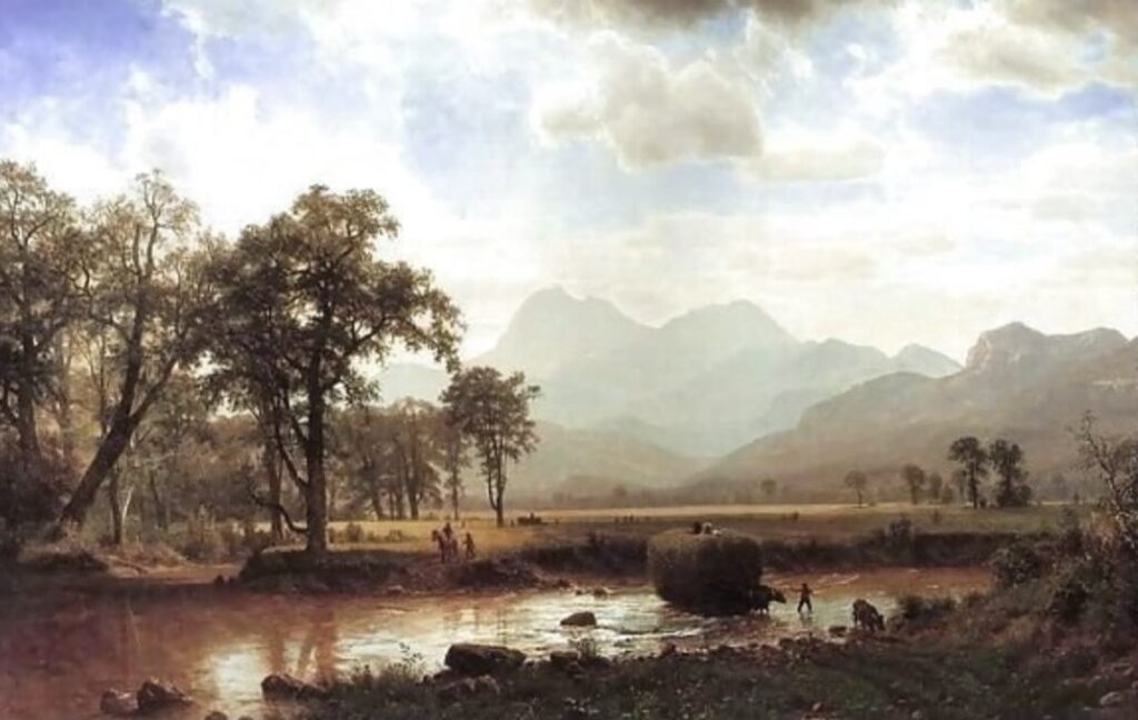 Haying, Conway Meadows (1860) by Albert Bierstadt