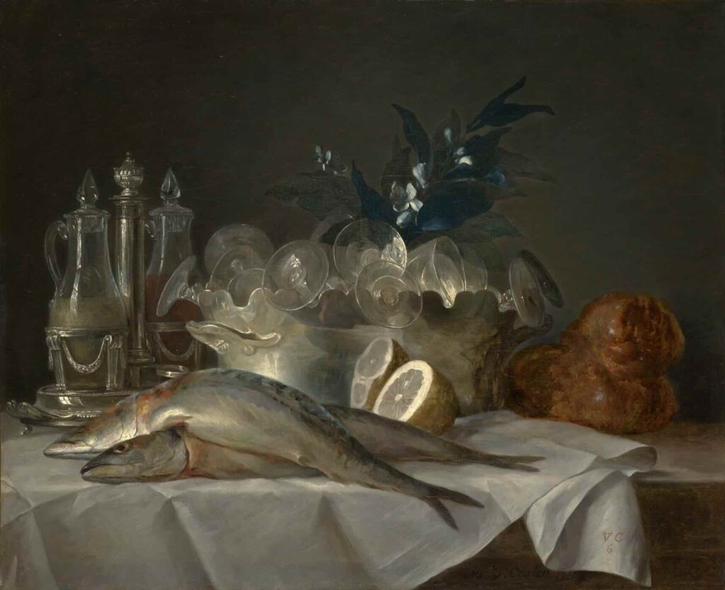 Still Life with Mackerel By Anne Vallayer-Coster