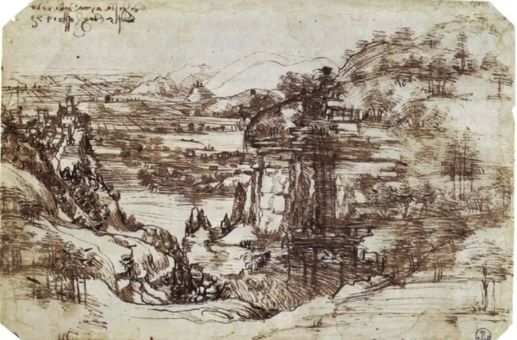 Study of a Tuscan Landscape (1473) By Leonardo da Vinci