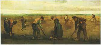 Farmers Planting Potatoes (1884) by Vincent van Gogh