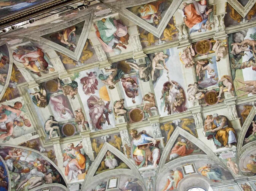 Michelangelo painted "The Creation of Adam" on the ceiling of the Sistine Chapel