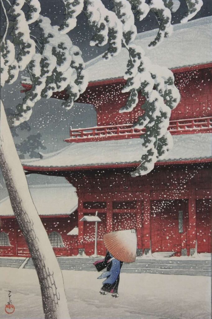 Zōjō-ji in Shiba by Hasui Kawase