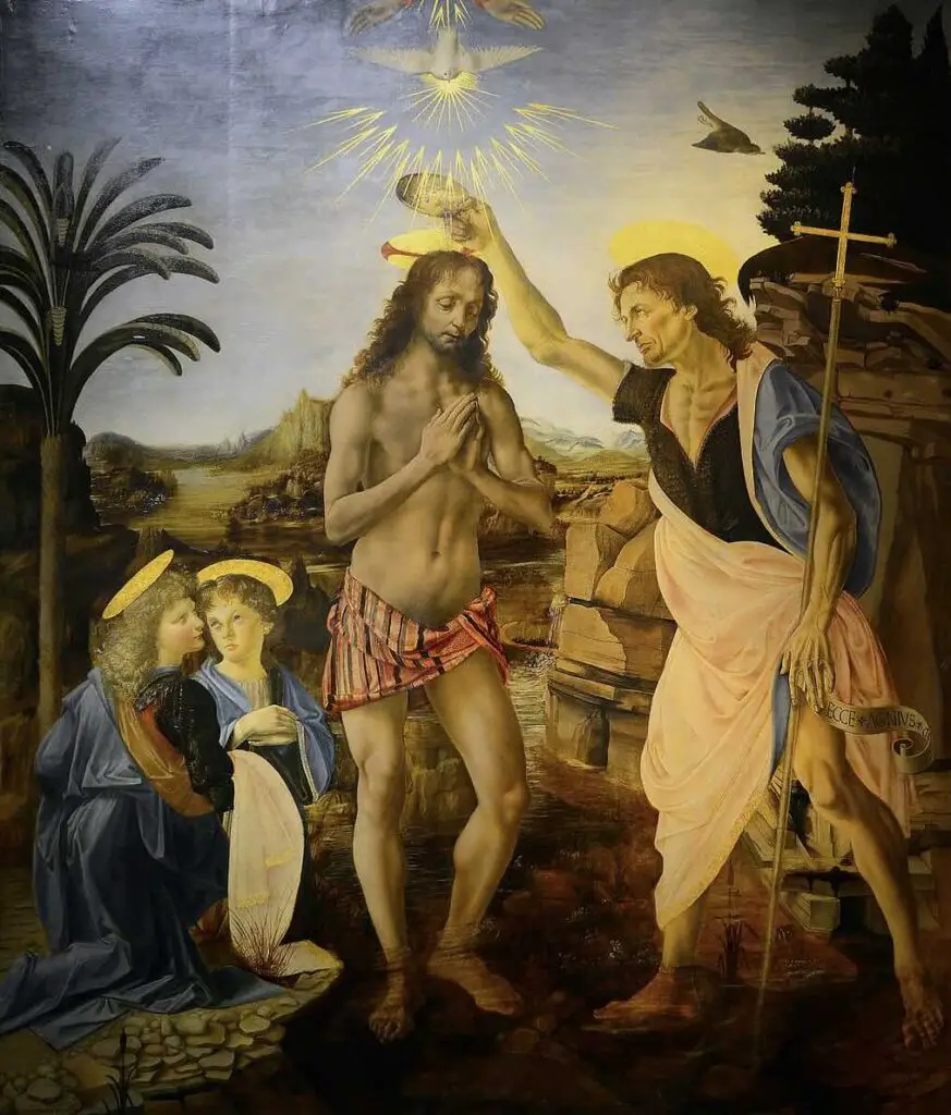 The Baptism of Christ By Verrocchio With Contribution By Leonardo da Vinci