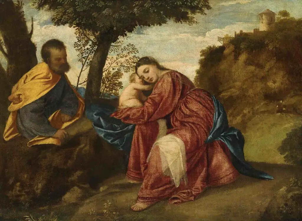 Rest on the Flight into Egypt By Titian 