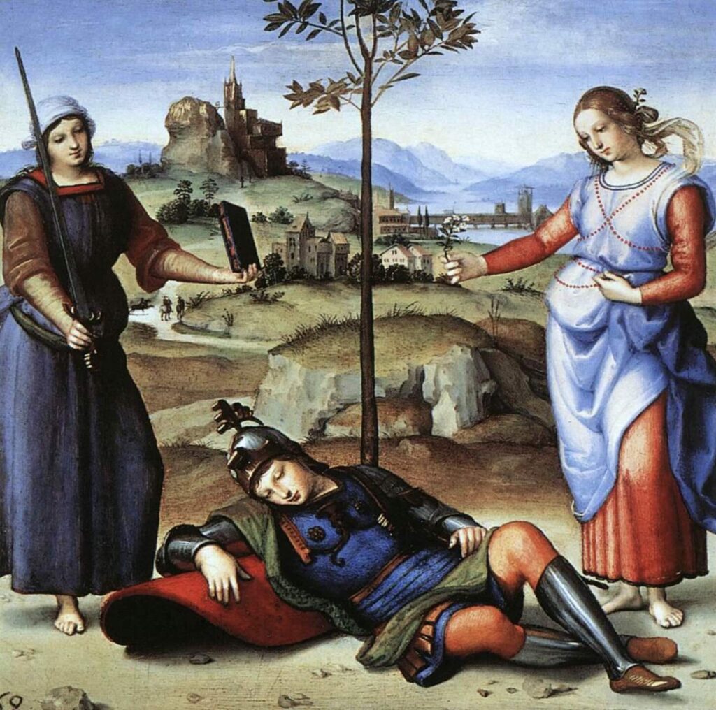 The vision of a knight, by Raphael (First Work of Raphael)