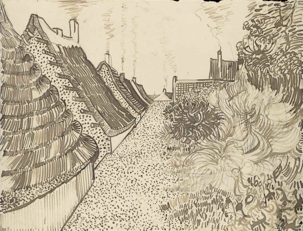 Street in Saintes-Maries-de-la-Mer (ca. July 15, 1888) By Vincent van Gogh