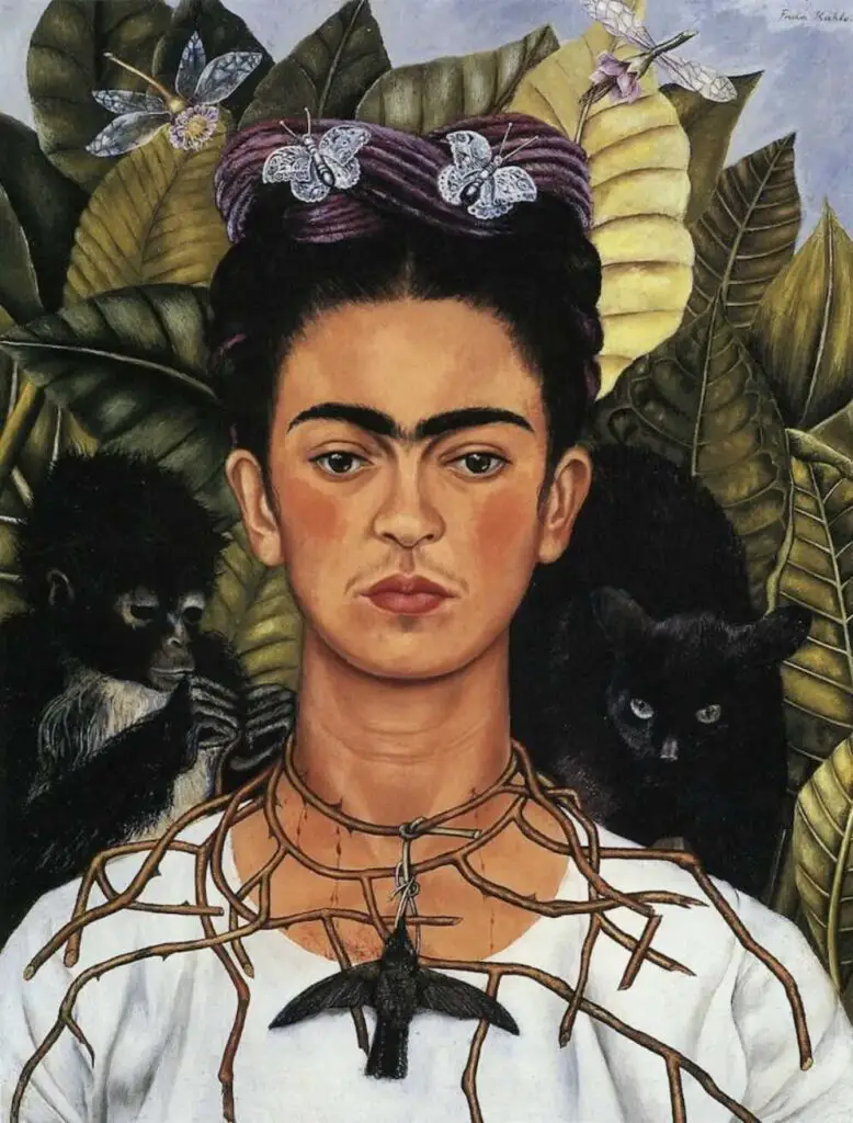 Self-Portrait with Thorn Necklace and Hummingbird By Frida Kahlo