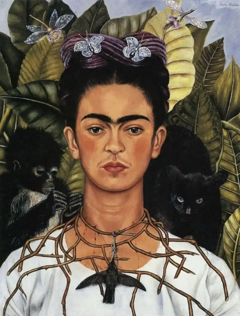 Self-Portrait with Thorn Necklace and Hummingbird By Frida Kahlo