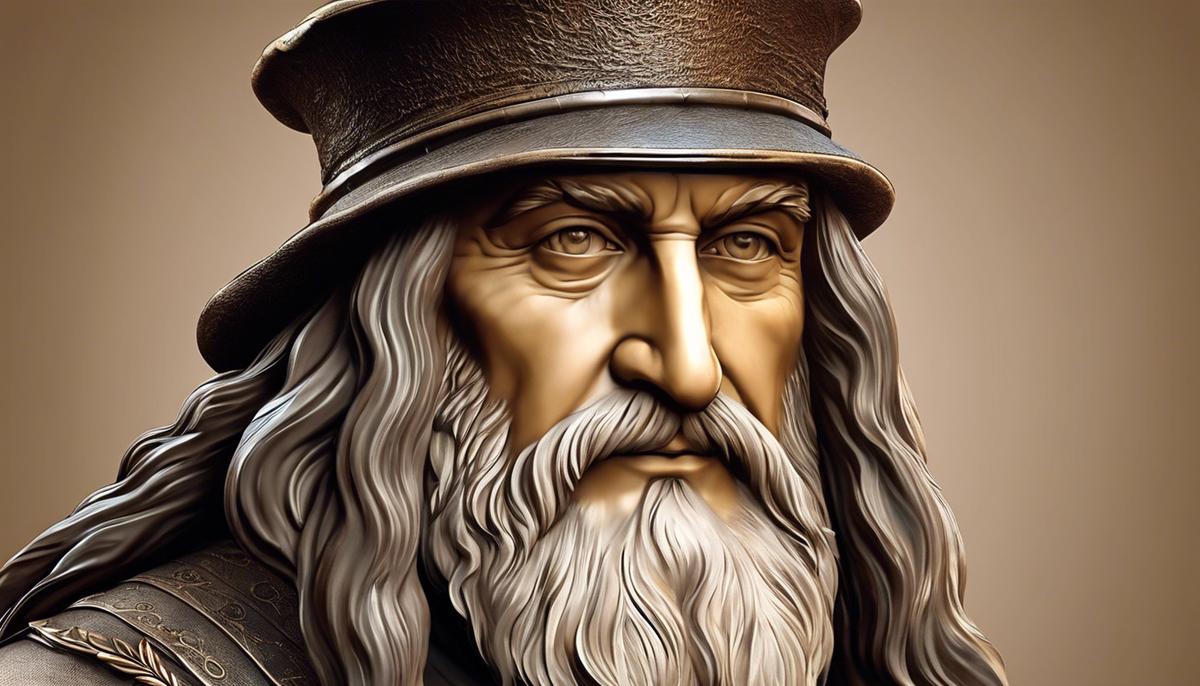 Portrait of Leonardo Da Vinci, the renowned Renaissance artist and inventor